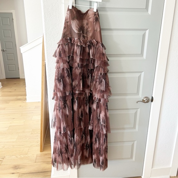 New Anthropologie Hutch Nalina Strapless Tiered Tulle Maxi Dress Floral - Picture 3 of 6
